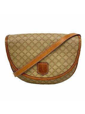 Celine Shoulder Bag Macadam Beige Brown Gold